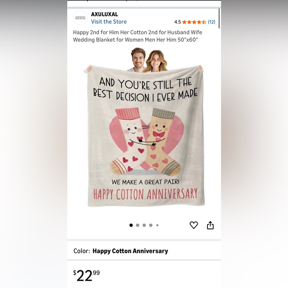 Happy Cotton Anniversary Blanket